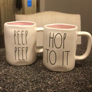 Rae Dunn Peep Peep and Hop To It mugs
